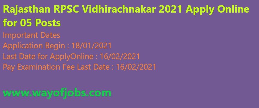 Rajasthan RPSC Vidhirachnakar 2021