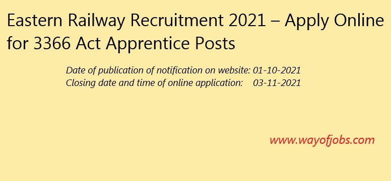 "how to fill form Eastern Railway Recruitment 2021"