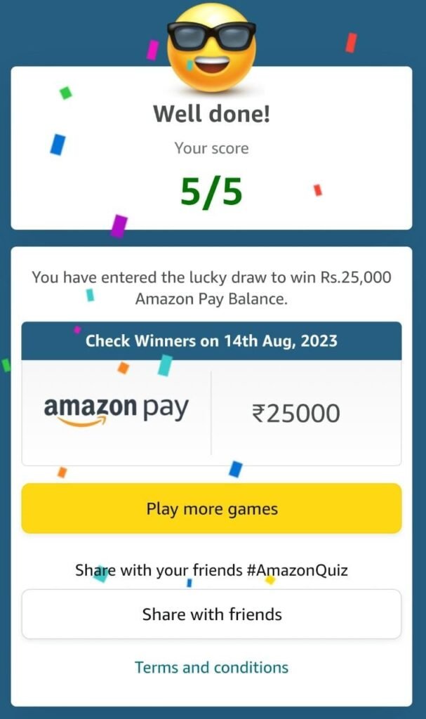 Amazon Independence Day Pictionary Quiz Answers Winners Announcements