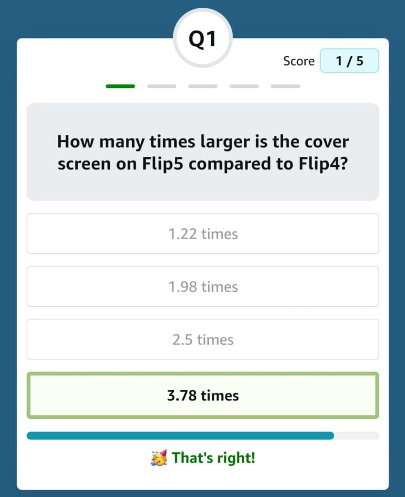 How many times larger is the cover screen on Flip5 compared to Flip4