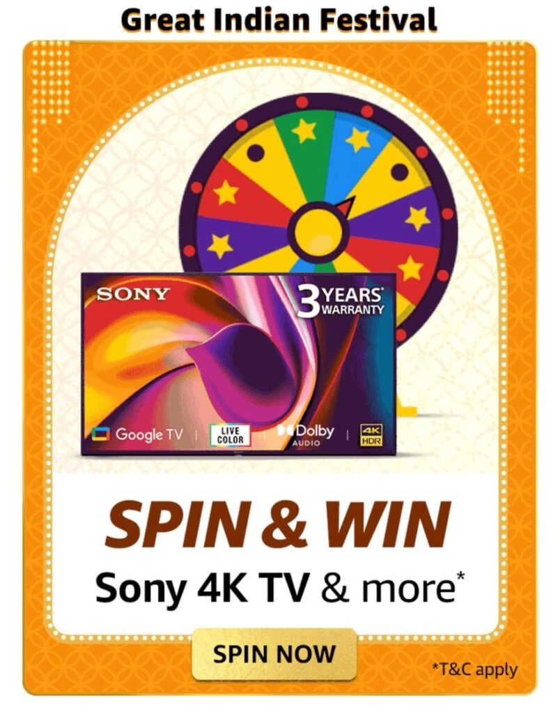 Amazon Sony 4k TV Quiz Spin And Win