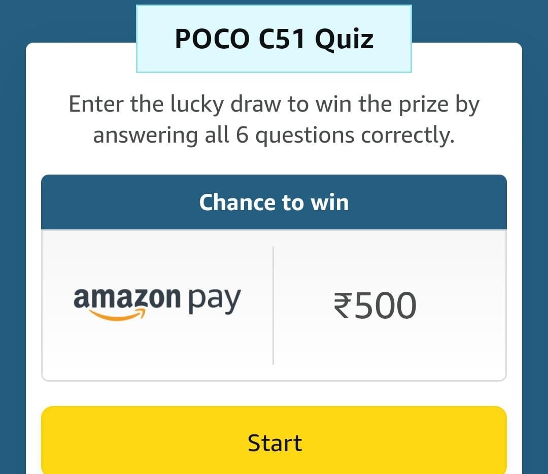 Amazon POCO C51 Quiz Answer And Win